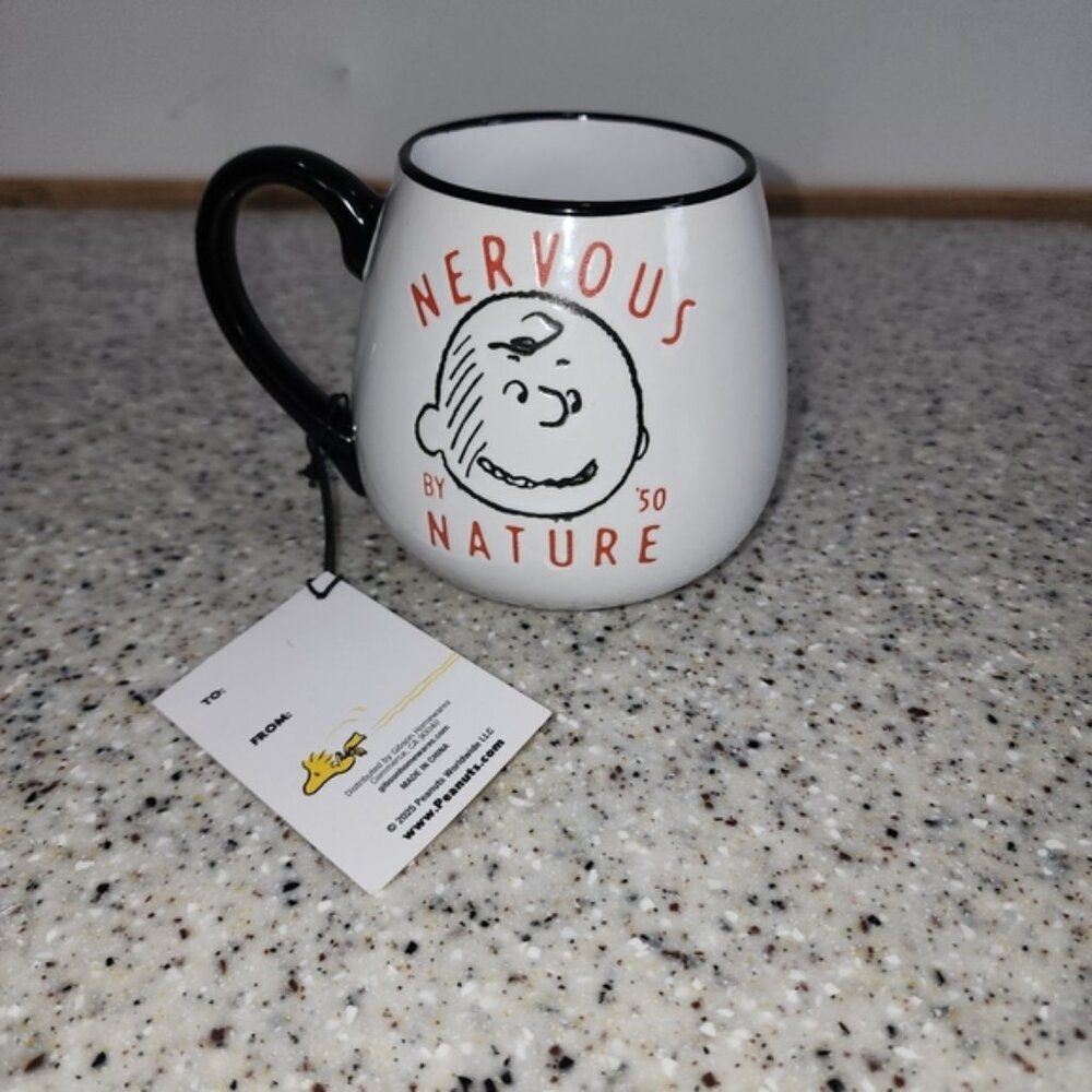 Peanuts Nervous by Nature White Mug